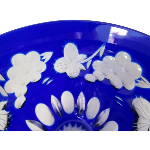 Vintage Cobalt Blue Cut to Clear Punch Cup Grape Design Nachtmann Traube EUC - Picture 11 of 12